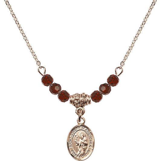 14kt Gold Filled Saint Joseph of Arimathea Birthstone Necklace with Garnet Beads - 9300