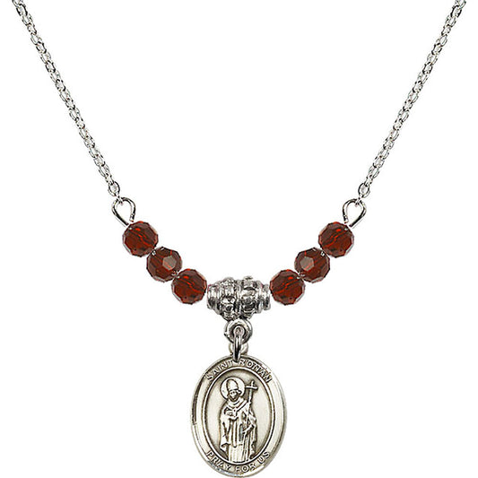 Sterling Silver Saint Ronan Birthstone Necklace with Garnet Beads - 9315