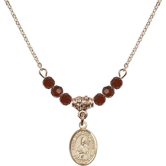 14kt Gold Filled Saint Malachy O'More Birthstone Necklace with Garnet Beads - 9316