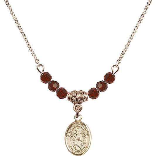 14kt Gold Filled Saint Christina the Astonishing Birthstone Necklace with Garnet Beads - 9320