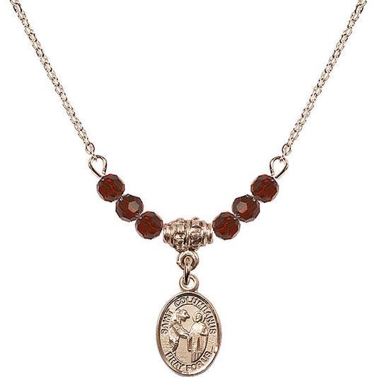 14kt Gold Filled Saint Columbanus Birthstone Necklace with Garnet Beads - 9321