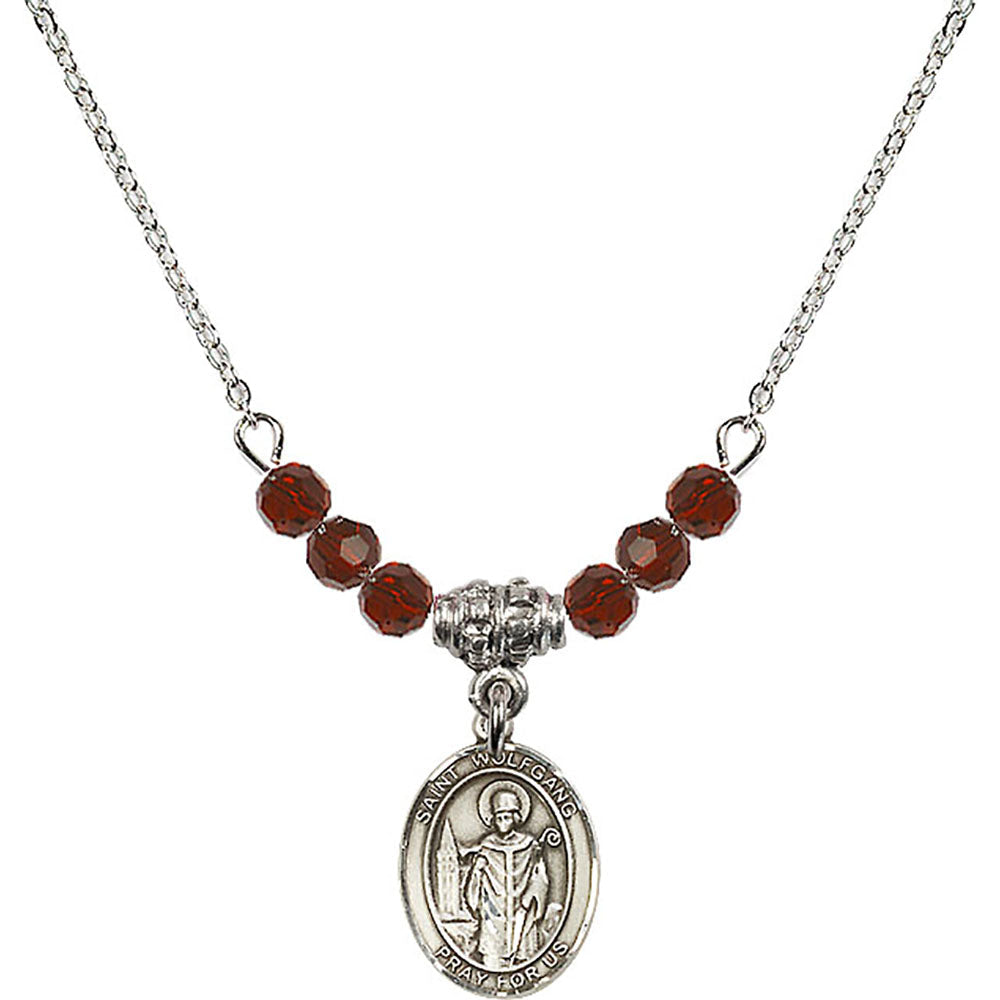 Sterling Silver Saint Wolfgang Birthstone Necklace with Garnet Beads - 9323
