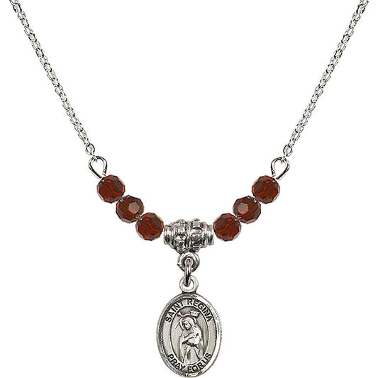 Sterling Silver Saint Regina Birthstone Necklace with Garnet Beads - 9335