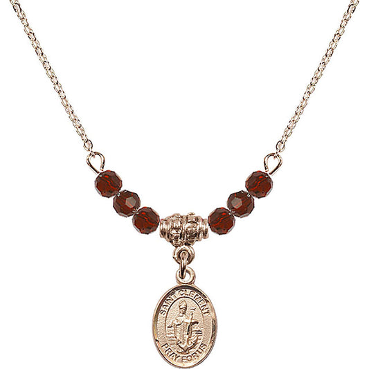 14kt Gold Filled Saint Clement Birthstone Necklace with Garnet Beads - 9340