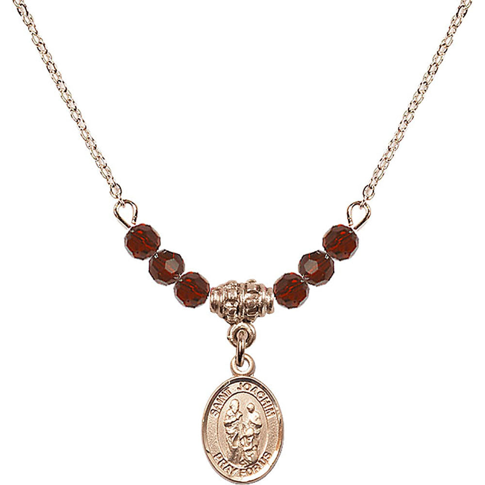 14kt Gold Filled Saint Joachim Birthstone Necklace with Garnet Beads - 9348