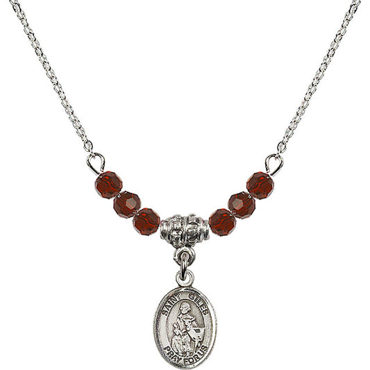 Sterling Silver Saint Giles Birthstone Necklace with Garnet Beads - 9349