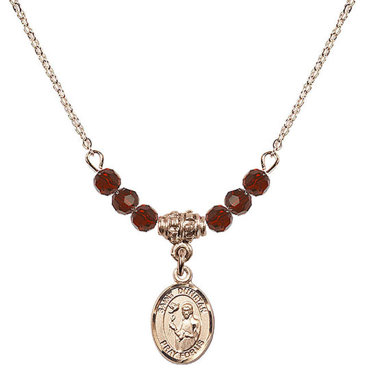 14kt Gold Filled Saint Dunstan Birthstone Necklace with Garnet Beads - 9355