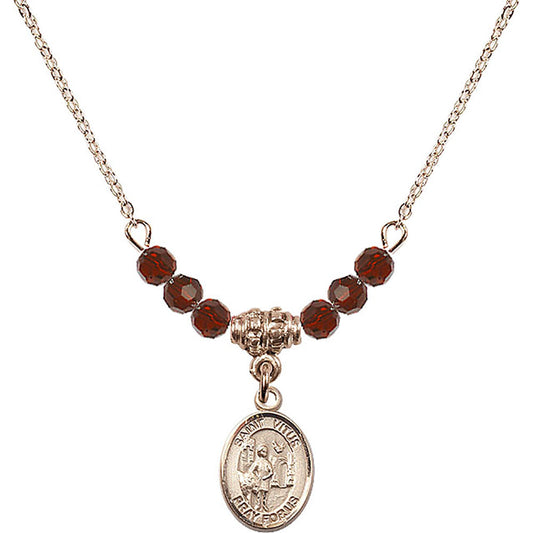 14kt Gold Filled Saint Vitus Birthstone Necklace with Garnet Beads - 9368