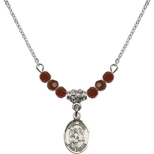 Sterling Silver Saint Vitus Birthstone Necklace with Garnet Beads - 9368