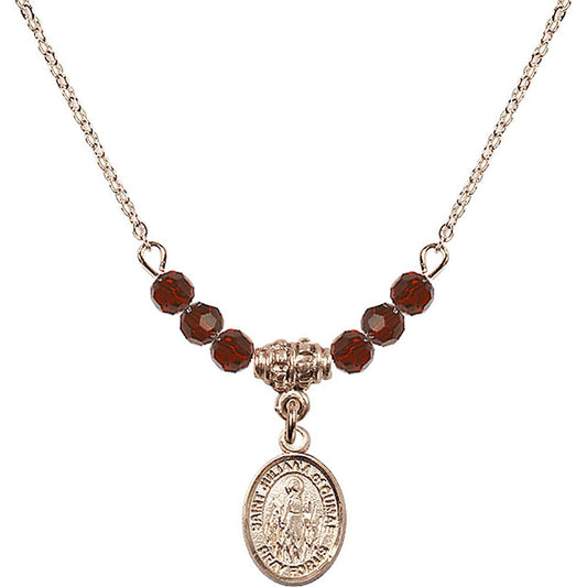14kt Gold Filled Saint Juliana of Cumae Birthstone Necklace with Garnet Beads - 9372