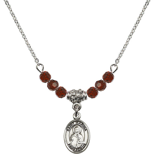 Sterling Silver Saint Marina Birthstone Necklace with Garnet Beads - 9379