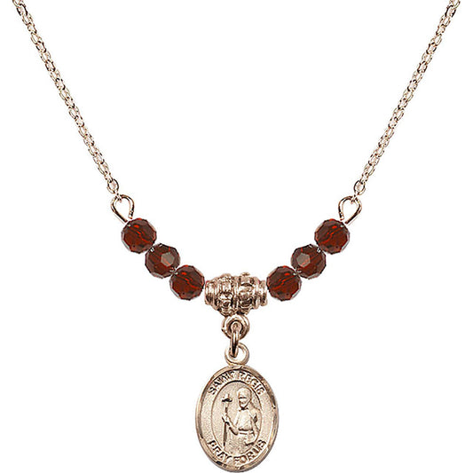14kt Gold Filled Saint Regis Birthstone Necklace with Garnet Beads - 9380