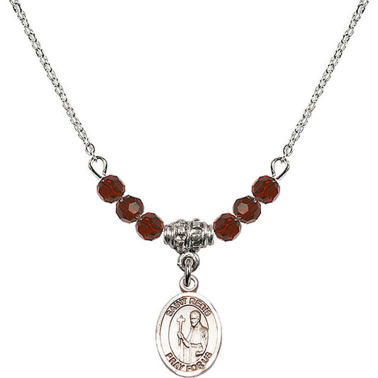 Sterling Silver Saint Regis Birthstone Necklace with Garnet Beads - 9380