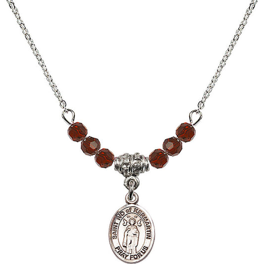 Sterling Silver Saint Ivo of Kelmartin Birthstone Necklace with Garnet Beads - 9384