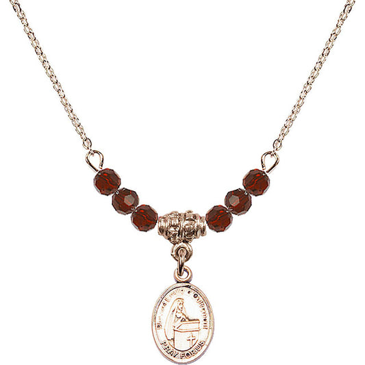 14kt Gold Filled Blessed Emilee Doultremont Birthstone Necklace with Garnet Beads - 9390