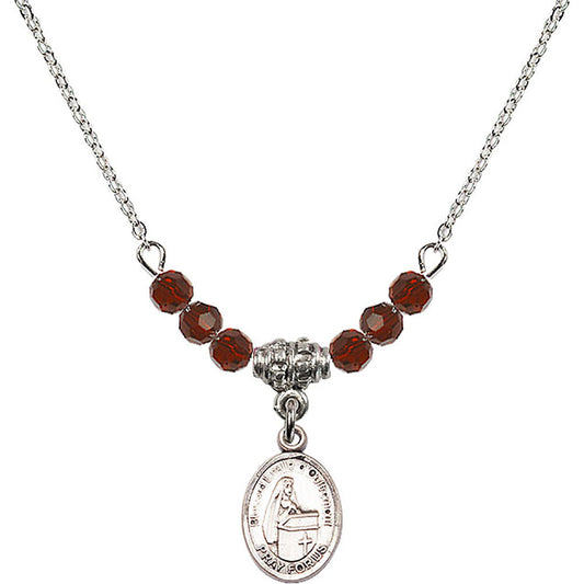 Sterling Silver Blessed Emilee Doultremont Birthstone Necklace with Garnet Beads - 9390
