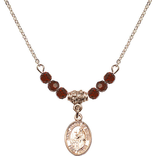 14kt Gold Filled Saint Jacob of Nisibis Birthstone Necklace with Garnet Beads - 9392
