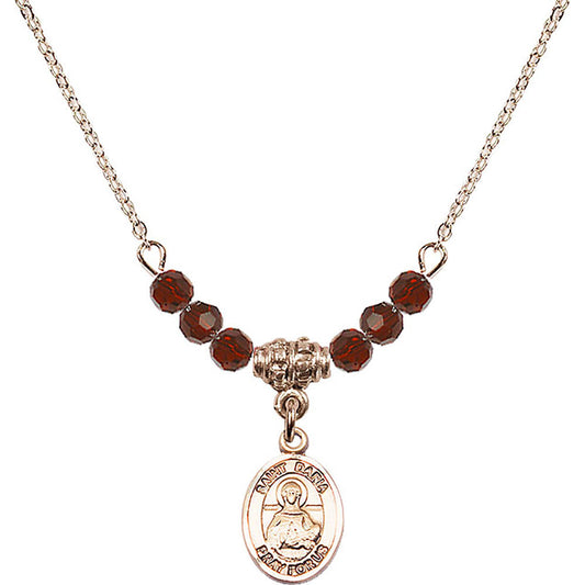 14kt Gold Filled Saint Daria Birthstone Necklace with Garnet Beads - 9396