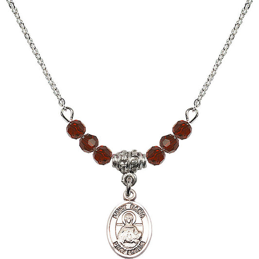 Sterling Silver Saint Daria Birthstone Necklace with Garnet Beads - 9396