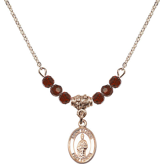 14kt Gold Filled Saint Eligius Birthstone Necklace with Garnet Beads - 9402