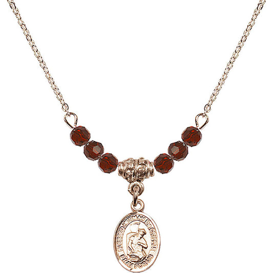 14kt Gold Filled Blessed Herman the Cripple Birthstone Necklace with Garnet Beads - 9403