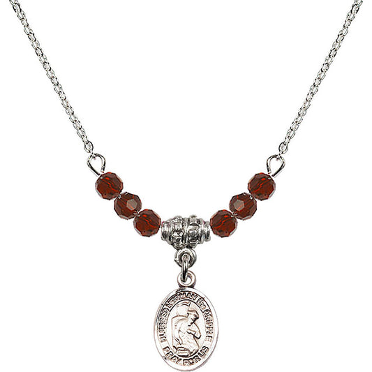 Sterling Silver Blessed Herman the Cripple Birthstone Necklace with Garnet Beads - 9403