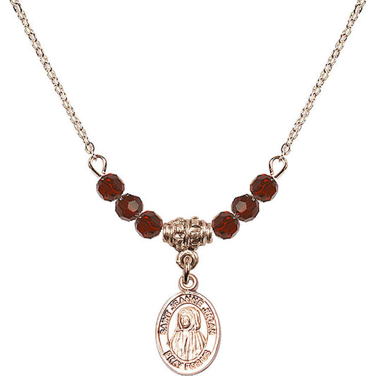 14kt Gold Filled Saint Jeanne Jugan Birthstone Necklace with Garnet Beads - 9409