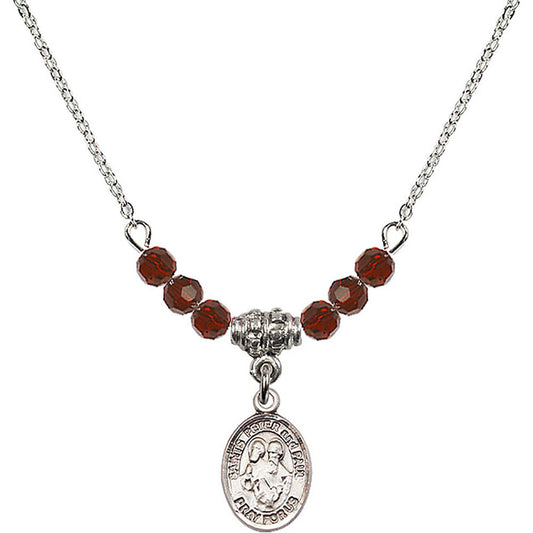 Sterling Silver Saints Peter & Paul Birthstone Necklace with Garnet Beads - 9410