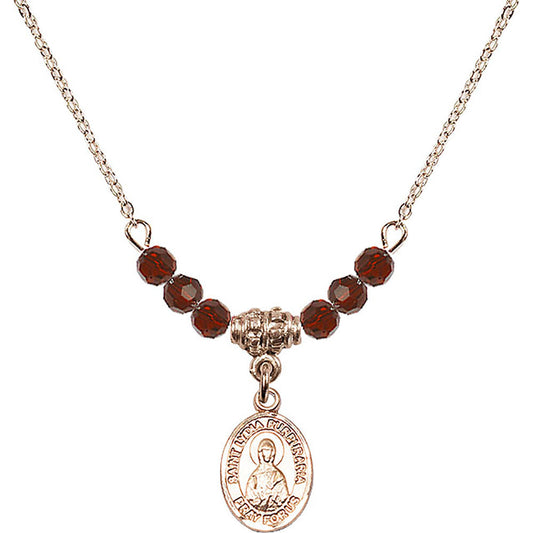 14kt Gold Filled Saint Lydia Purpuraria Birthstone Necklace with Garnet Beads - 9411