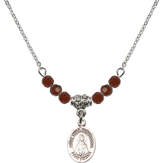 Sterling Silver Saint Lydia Purpuraria Birthstone Necklace with Garnet Beads - 9411