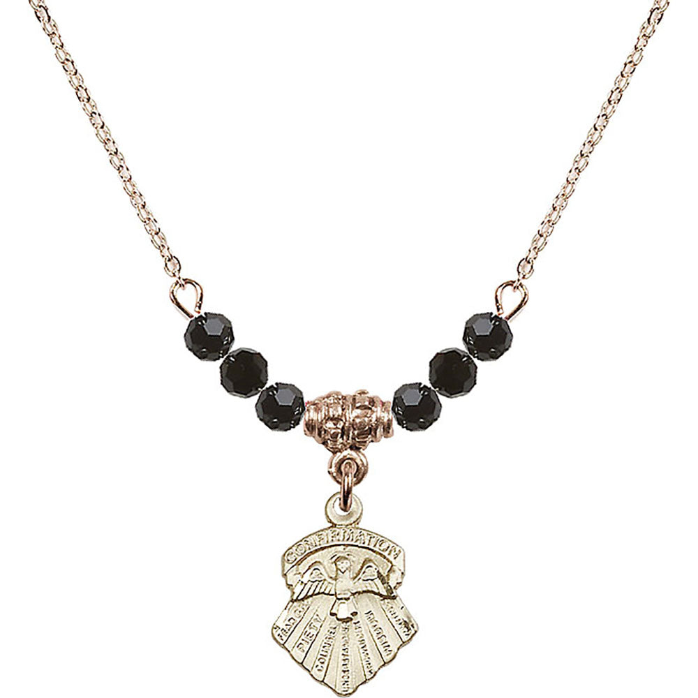 14kt Gold Filled Seven Gifts Birthstone Necklace with Jet Beads - 0887