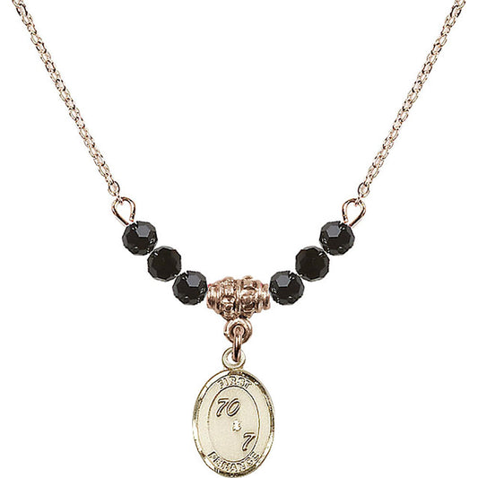 14kt Gold Filled First Penance Birthstone Necklace with Jet Beads - 0967