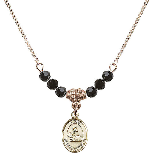 14kt Gold Filled First Reconciliation Birthstone Necklace with Jet Beads - 0968