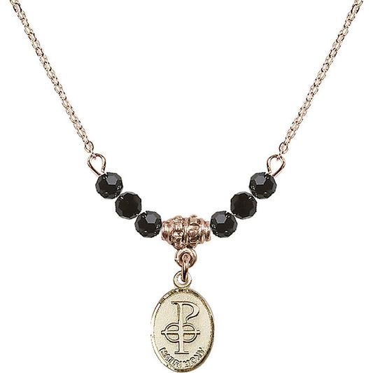 14kt Gold Filled Matrimony Birthstone Necklace with Jet Beads - 0969