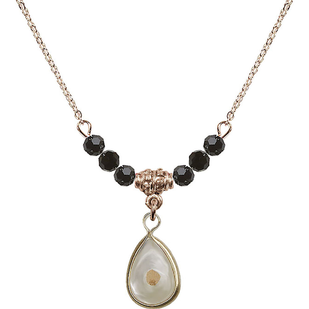14kt Gold Filled Mustard Seed Birthstone Necklace with Jet Beads - 1700