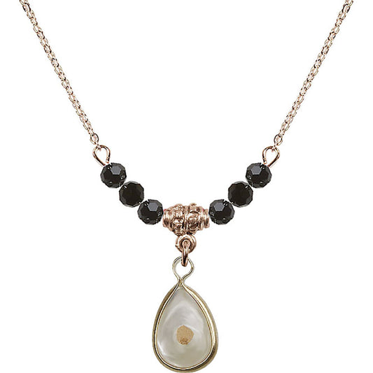 14kt Gold Filled Mustard Seed Birthstone Necklace with Jet Beads - 1700