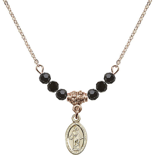 14kt Gold Filled Scapular Birthstone Necklace with Jet Beads - 4121