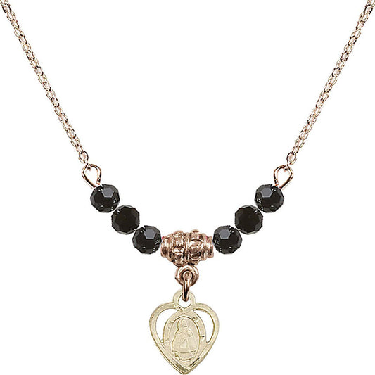 14kt Gold Filled Infant Birthstone Necklace with Jet Beads - 5413