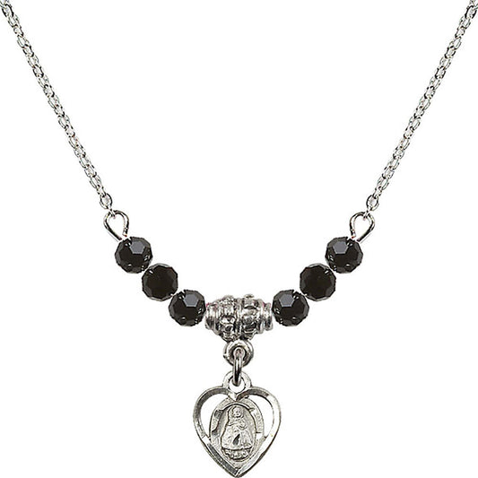 Sterling Silver Infant Birthstone Necklace with Jet Beads - 5413