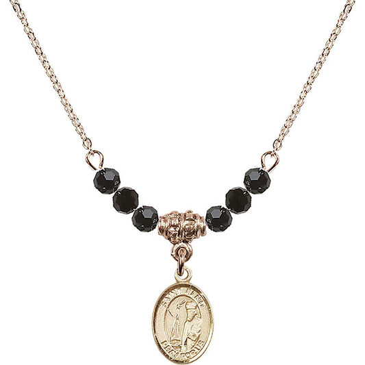 14kt Gold Filled Saint Elmo Birthstone Necklace with Jet Beads - 9031