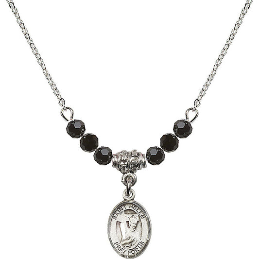 Sterling Silver Saint Helen Birthstone Necklace with Jet Beads - 9043