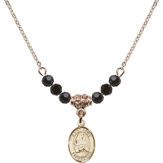 14kt Gold Filled Saint Emily de Vialar Birthstone Necklace with Jet Beads - 9047