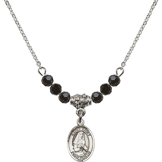 Sterling Silver Saint Emily de Vialar Birthstone Necklace with Jet Beads - 9047