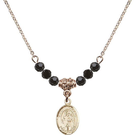 14kt Gold Filled Saint Nicholas Birthstone Necklace with Jet Beads - 9080