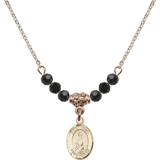 14kt Gold Filled Saint Louis Birthstone Necklace with Jet Beads - 9081