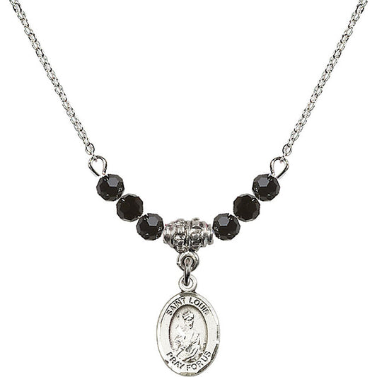 Sterling Silver Saint Louis Birthstone Necklace with Jet Beads - 9081