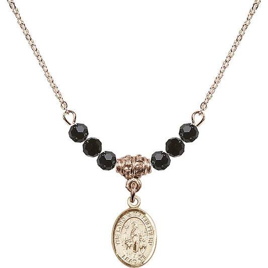 14kt Gold Filled Lord Is My Shepherd Birthstone Necklace with Jet Beads - 9119