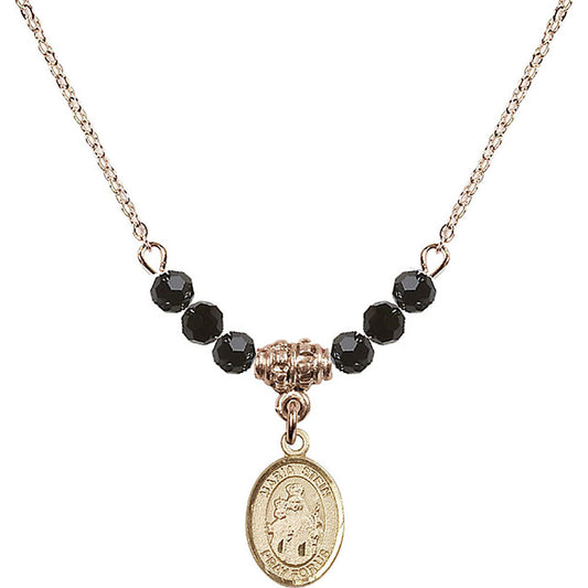 14kt Gold Filled Maria Stein Birthstone Necklace with Jet Beads - 9133