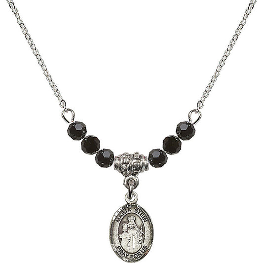 Sterling Silver Maria Stein Birthstone Necklace with Jet Beads - 9133