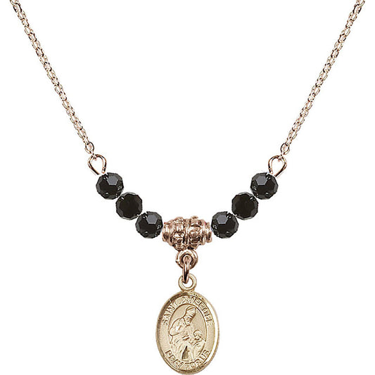14kt Gold Filled Saint Ambrose Birthstone Necklace with Jet Beads - 9137
